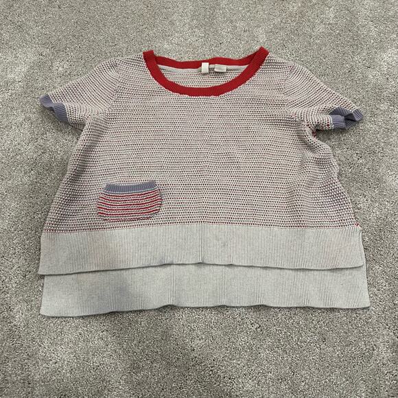 Moth Women's Cotton Cashmere Short Sleeve Grey Sweater Size XSP - Picture 4 of 7